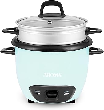 AROMA 6-Cup (Cooked) / 1.5Qt. Rice & Grain Cooker (ARC-743-1NGBL), Light Blue