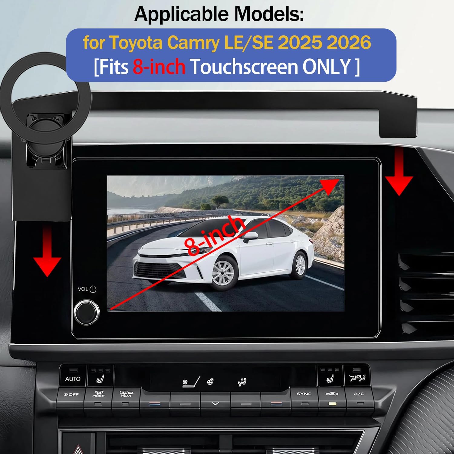 Magnetic Car Phone Holder for Toyota Camry LE/SE 2026 2025 [Fits 8-inch Screen Only] Cell Phone Mount Compatible with MagSafe