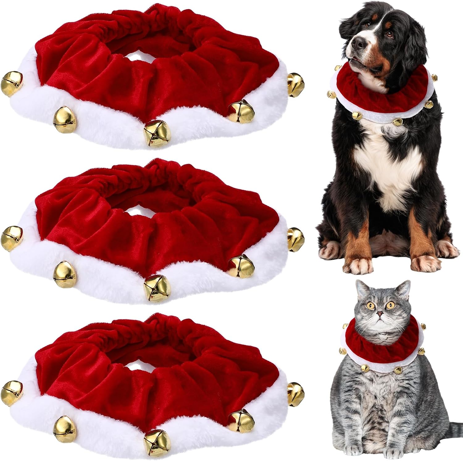 3 Pcs Navidad Collares para Perros y Gatos Brillosos y Ajustables