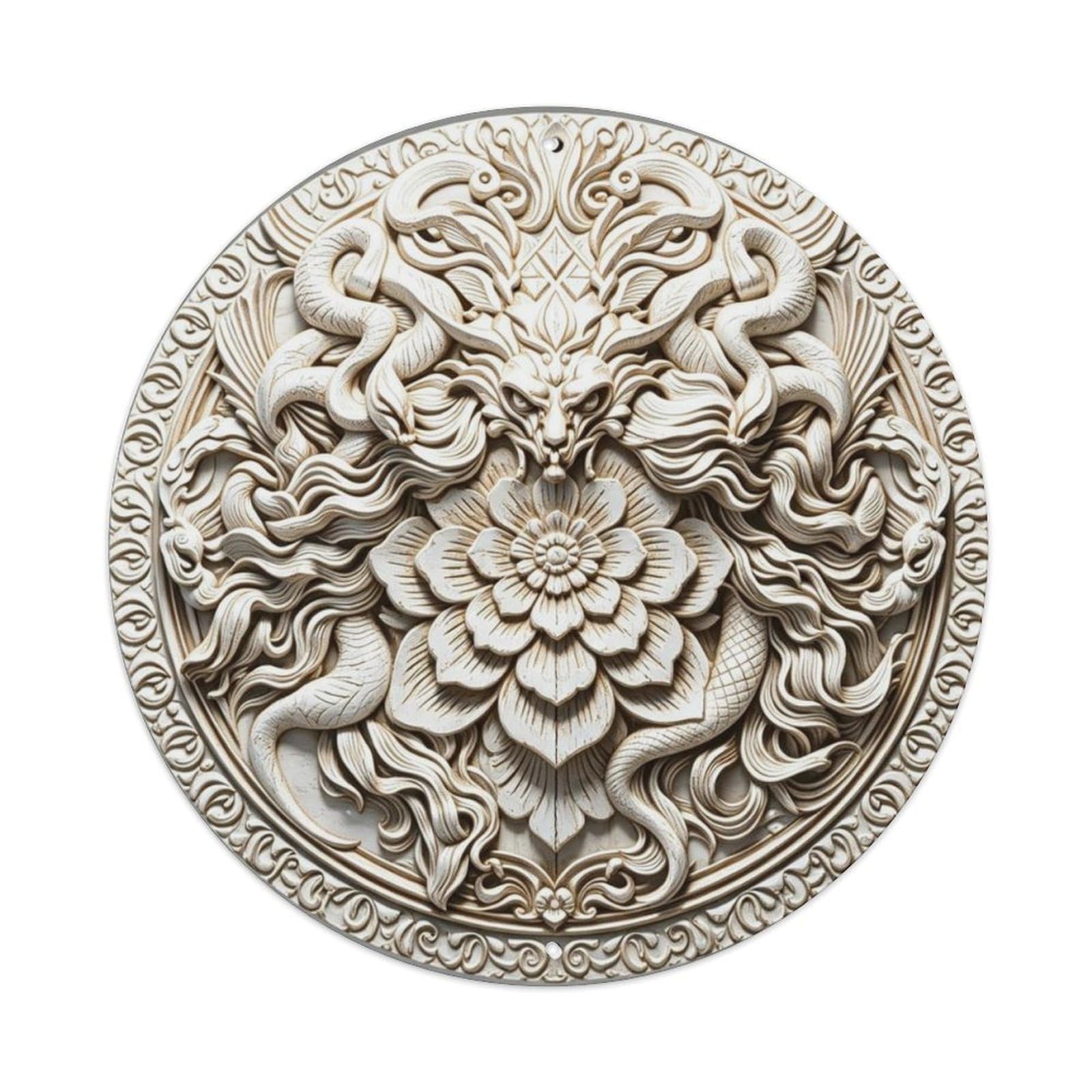 Bohemian Flower Mandala 3D Carved Metal Tin Sign Plaque