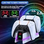 ZRZLMVP PS5-Controller-Charger-Station - Charging Station for PlayStation 5 Dualsense/Edge Controller with 9 Color Led Light, Fast Charging Dock & Holder Charger Stand for PS5/Slim/Pro Accessories