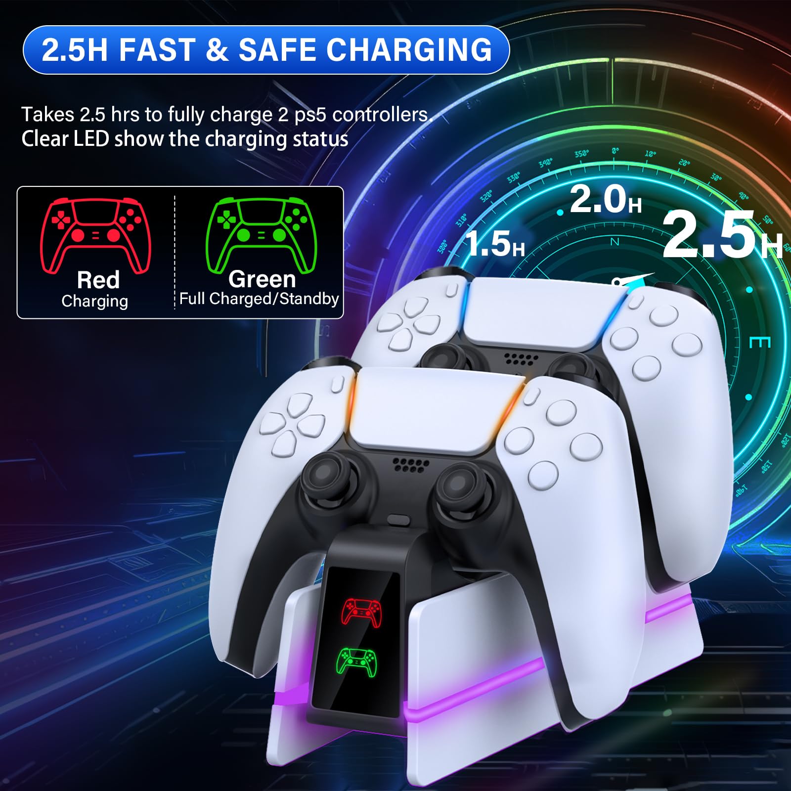 Konsola do stacji ładującej kontrolera z 9 lampkami RGB