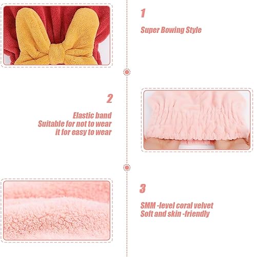 Miniatura 7 de POKTEK Sombrero de cabello seco, toalla súper absorbente para cabello mojado, envoltura de cabeza de secado rápido con gorro de ducha de nudo de