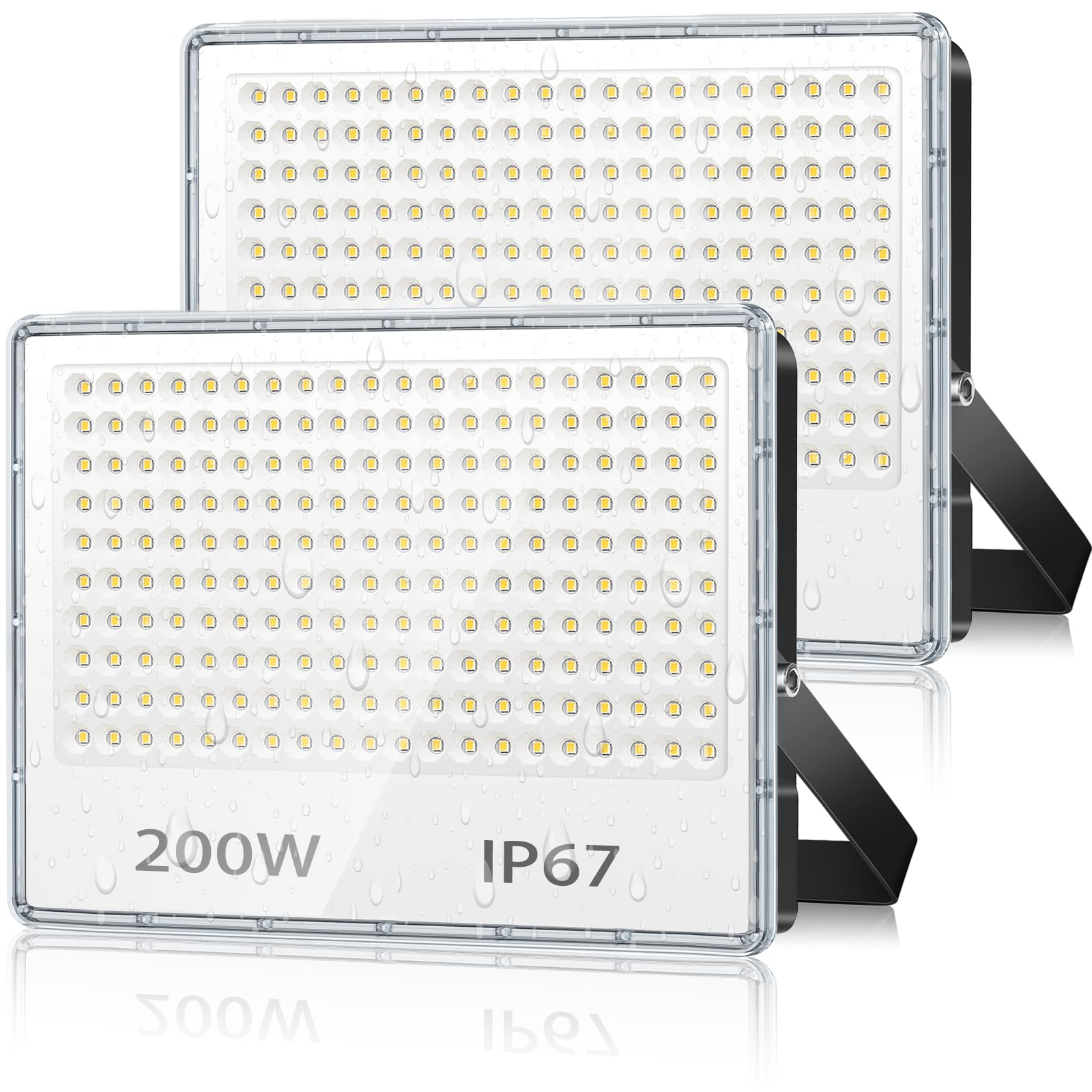 TASINUO 200W LED Floodlight Outdoor 2 Pack, 20000LM Outdoor Security Lights