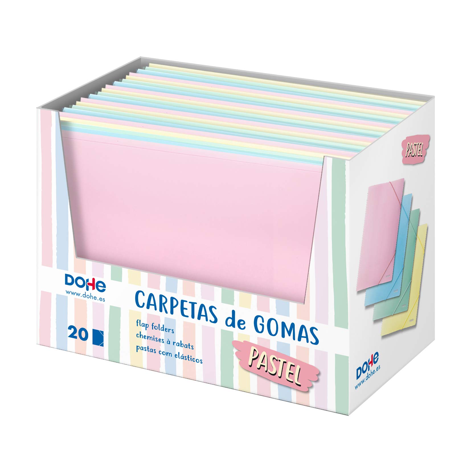 Teczka na gumki A4 pastelowe kolory, 20 sztuk