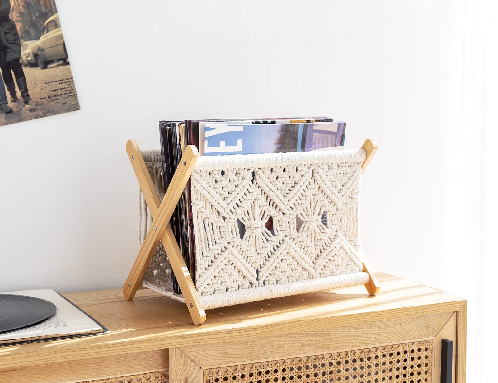 Mkono Macrame Magazine Rack Boho Holder Storage Standing  Macrame Magazine Rack Boho Magazine Holder Storage Standing Basket for Books main image 2