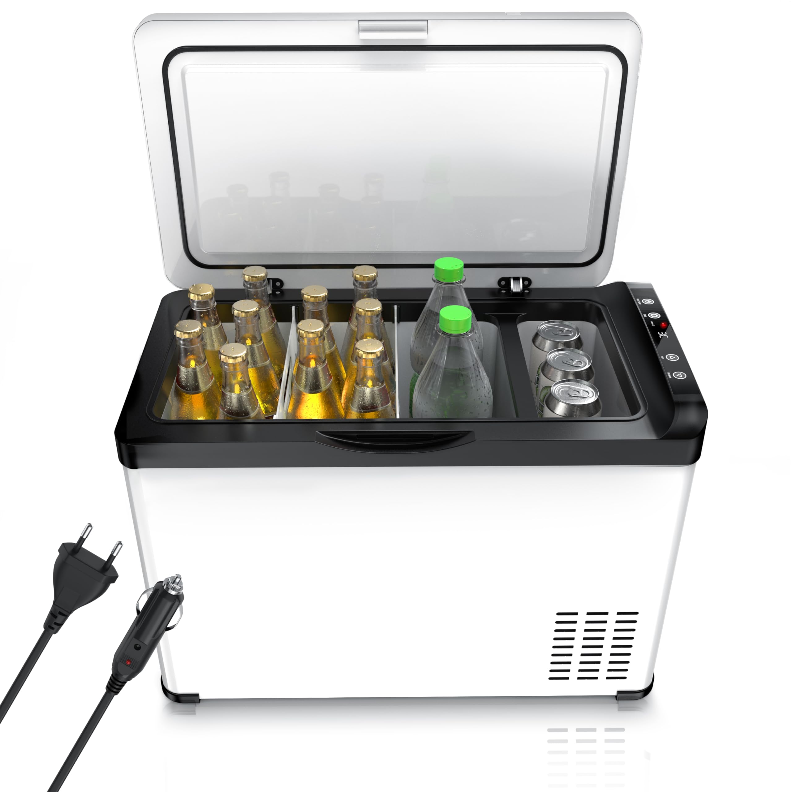 Brandson - ECO Kompressor Kühlbox XXL elektrisch - 30L Getränke Kühlschrank - Gefrierbox Kühlung bis – 22°C - Autokühlbox mit ECO Modus - 30 Liter 12V 24V KFZ – für LKW Auto Camping Boot