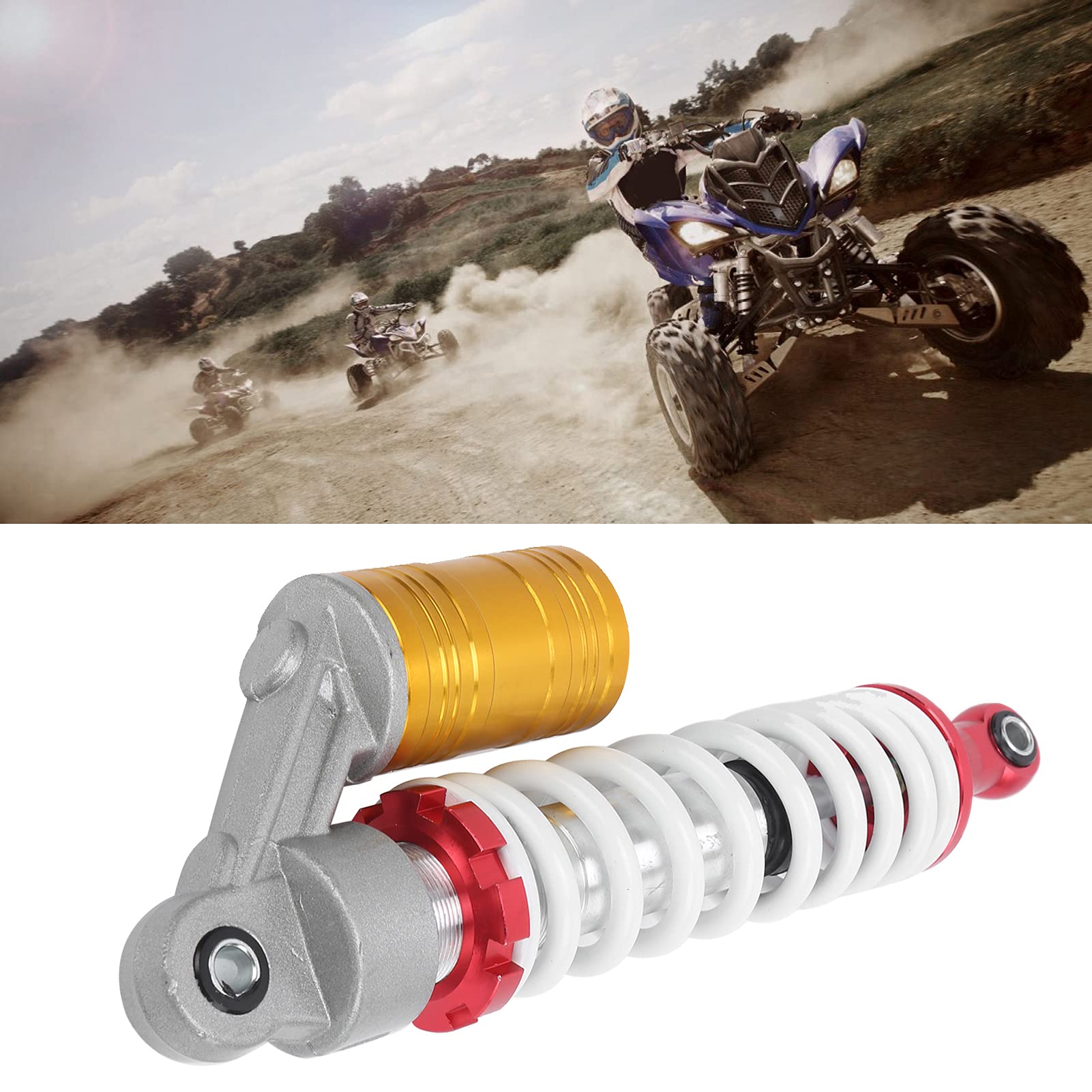 325mm Amortisseur Arrière, Amortisseur universel réglable, Suspension arrière air Pièce de rechange pour VTT Go Kart Quad Dirt Sport Bikes