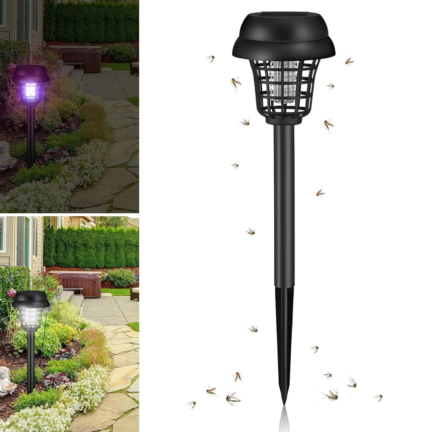 X springSolar Bug Zapper Outdoor, LED Waterproof Mosquito Zapper, Insect Fly Mosquito Killer and Lighting Outdoor Solar Powered, Mosquito Repellent Lamp for Indoor, Outdoor, Garden and Patio Use