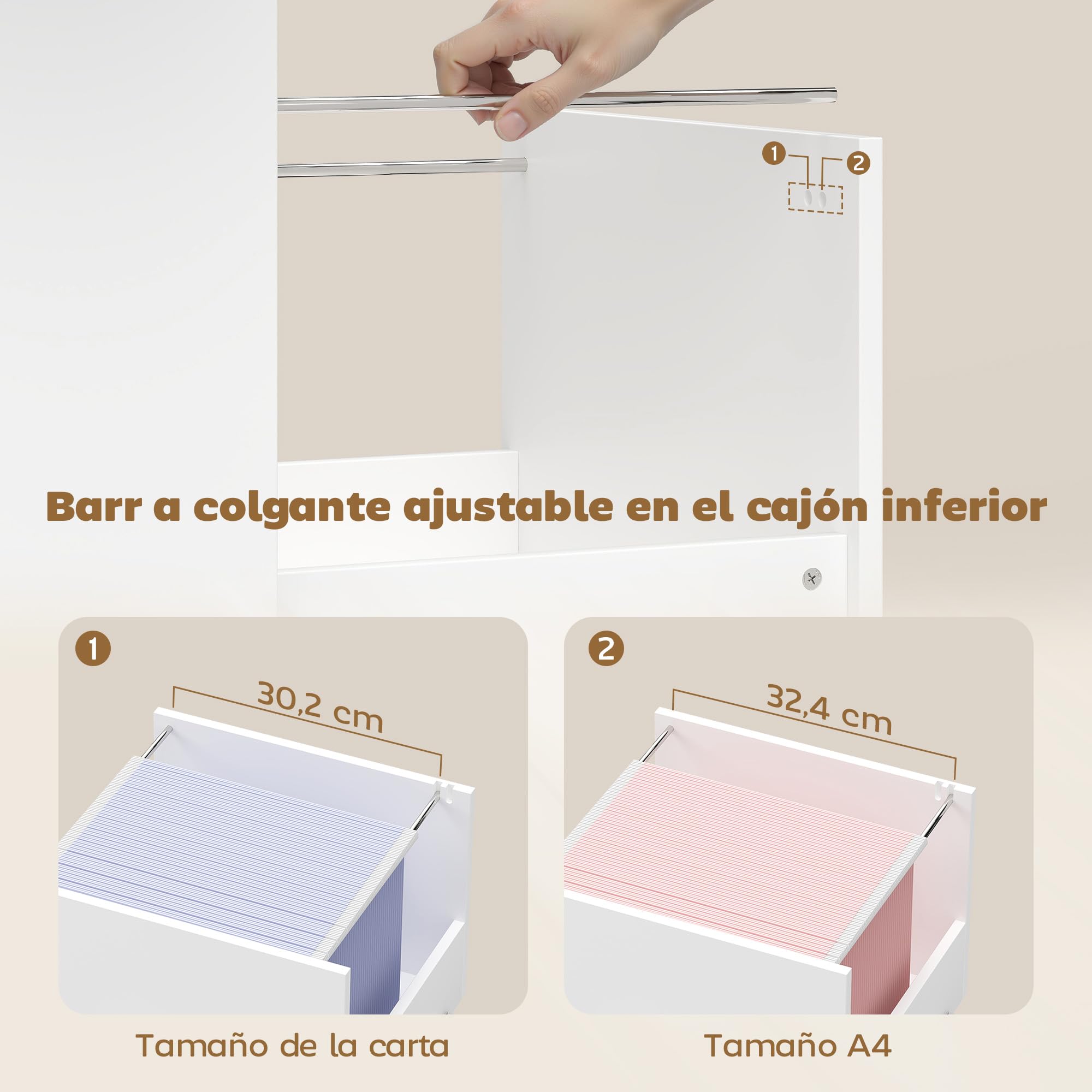 HOMCOM Mueble para Impresora con Ruedas, Mesa para Impresora con Estantes Abiertos y Cajón para Documentos Tamaño A4 y Carta, Archivador Móvil para Oficina en Casa, Blanco