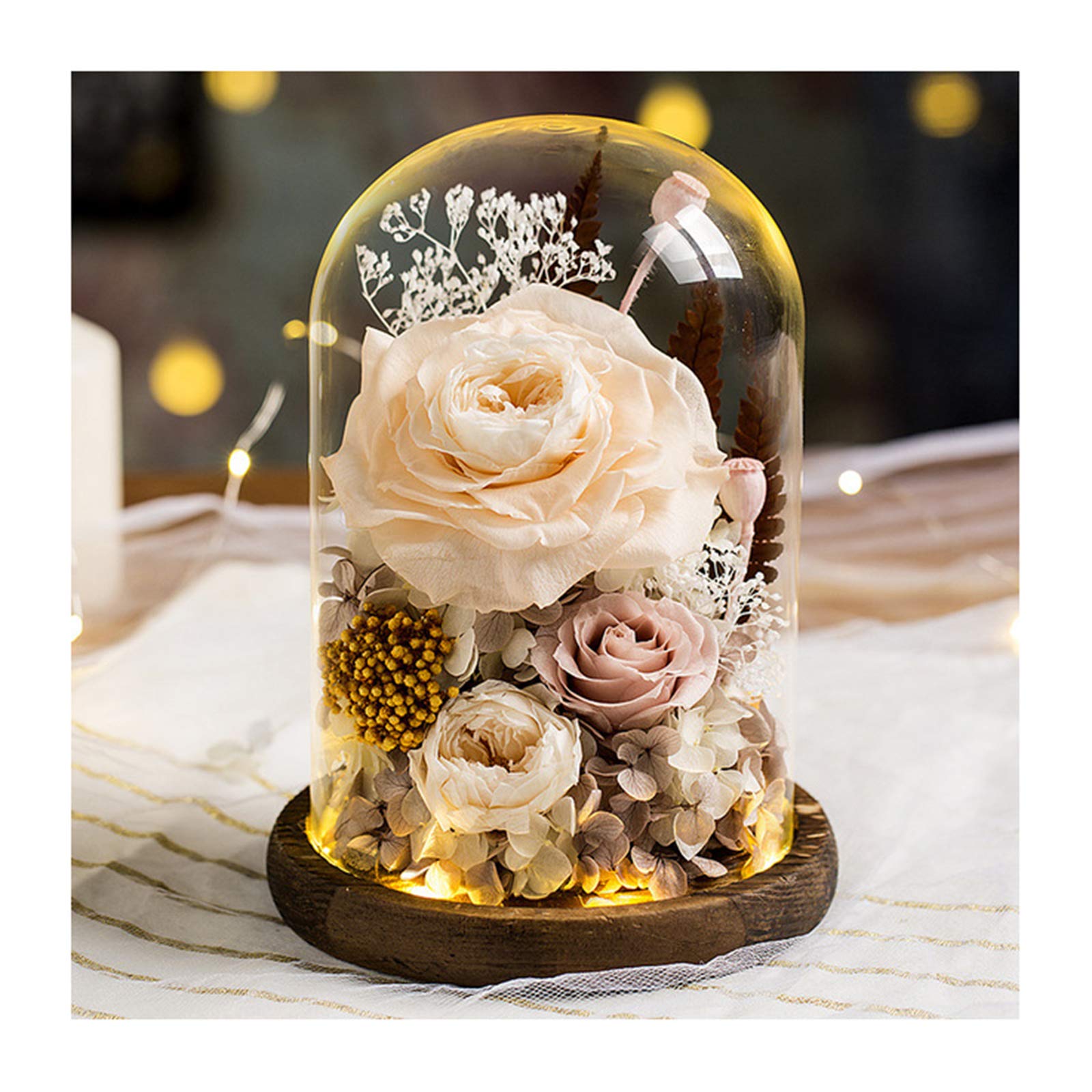 Fiore eterno a LED in cupola di vetro - Regalo di anniversario