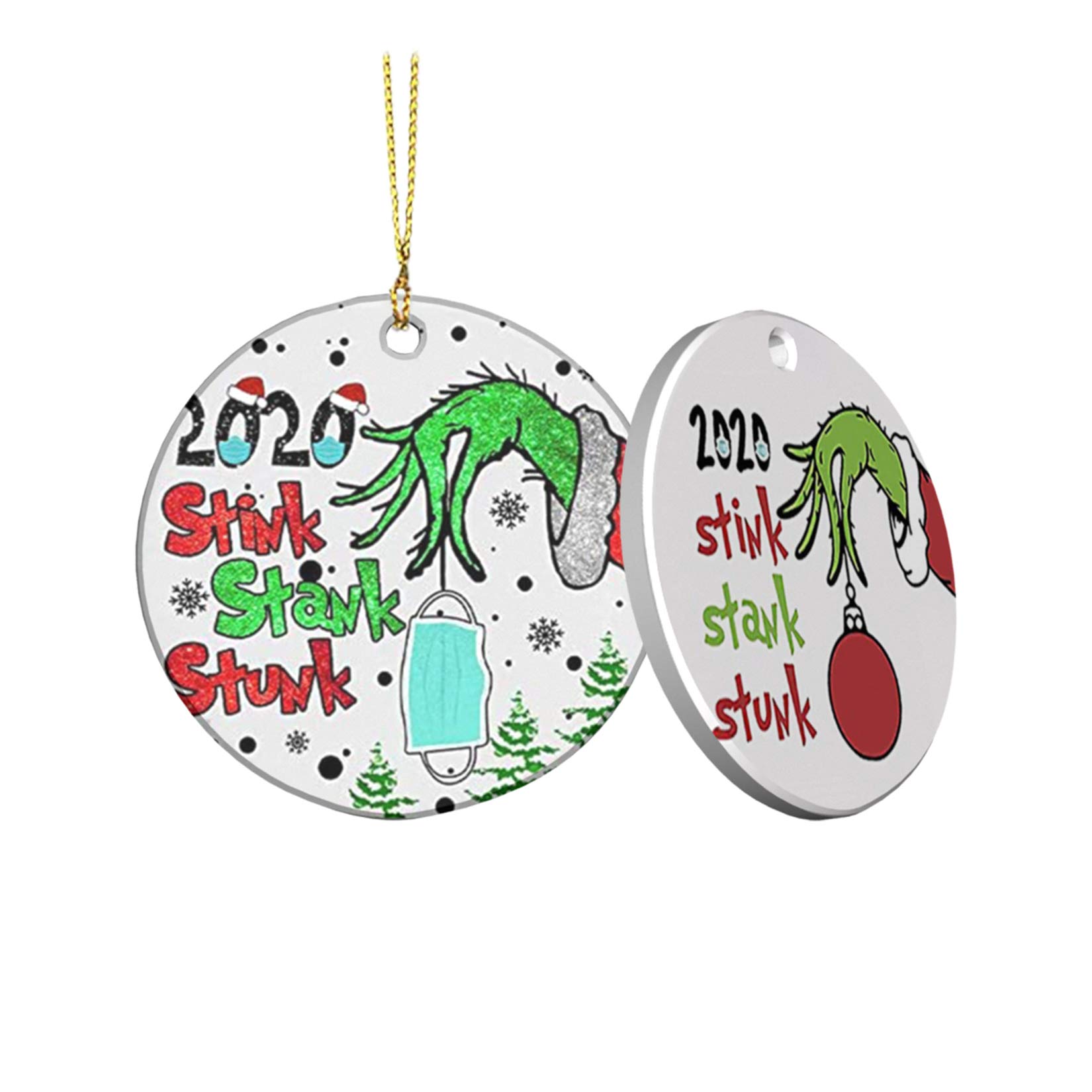iBccly Grinch Hand Christmas Ornament, Personalize Grinch, Grinch Ornament, COVID Christmas, COVID Ornament, Face Mask Ornament for Christmas Tree Decorations Gifts (B1 PCS)