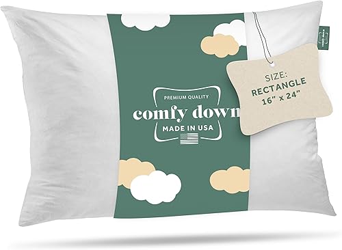 Almohada decorativa de 16 x 24 pulgadas relleno de plumón y plumas funda de 100  algodón de 233 hilos inserto de almohada rectangular fabricado en