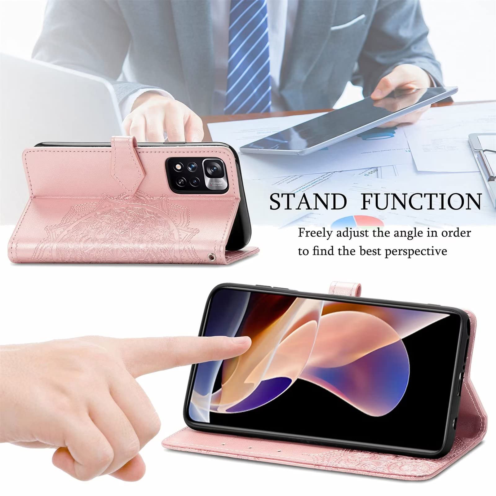 Cover Oppo A17 In Pelle Premium: Portafoglio Con Slot E Chiusura Magnetica - Nero