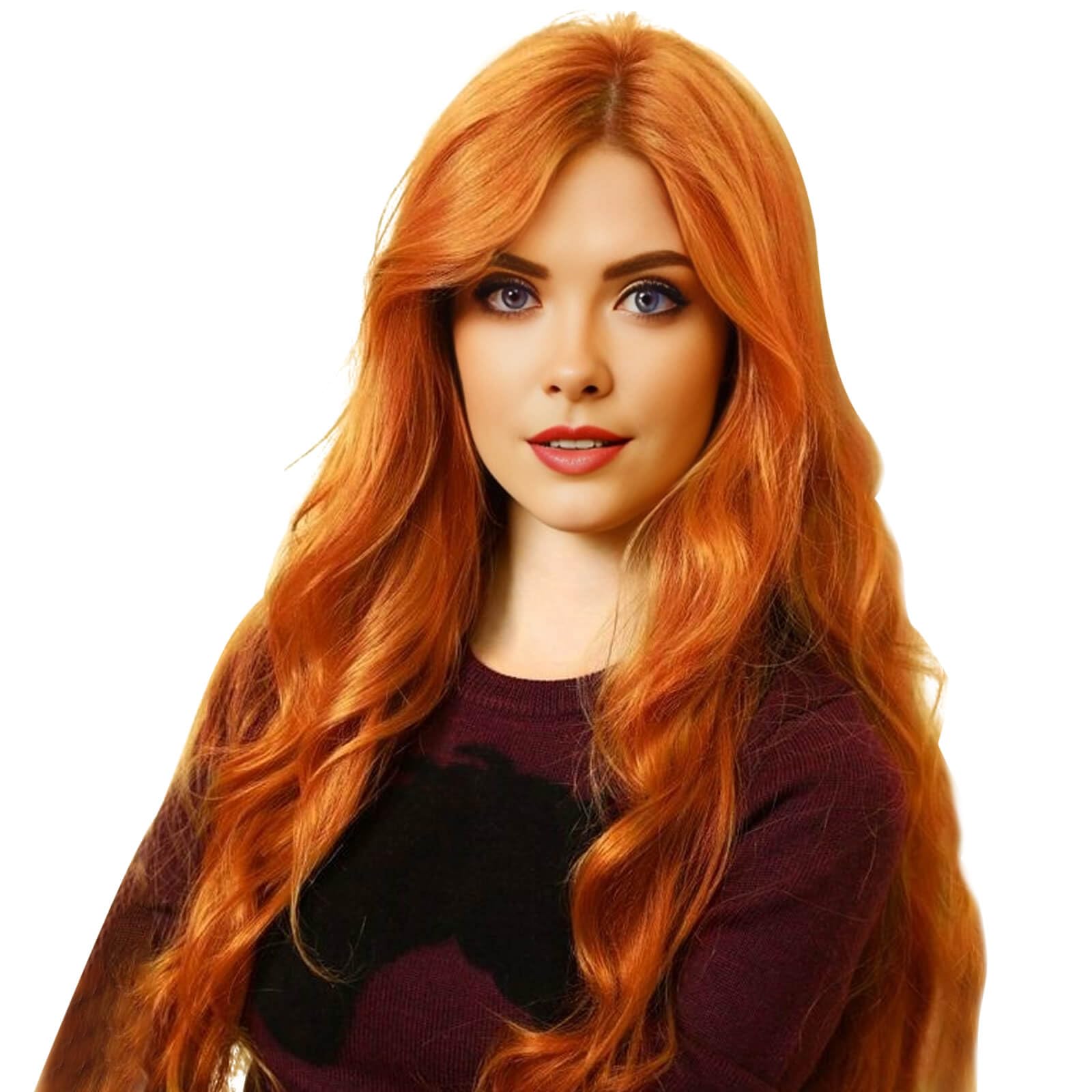 BECUS Ginger Wig for Women Long Orange Wigs Middle Part Natural Body Wavy Synthetic Hair for Daily Wear Halloween Party Cosplay(22"-Ginger)