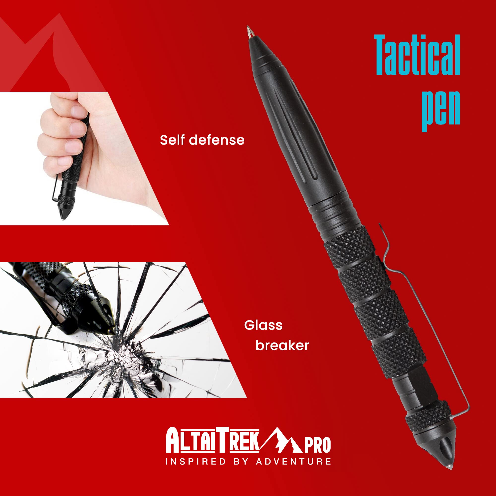 Kit Sopravvivenza con Coltello, Coperta Termica, acciarino, Penna Difesa Personale, Ascia Multifunzione | Per Campeggio, Soccorso | L'unico con Filtro Acqua Emergenza. Survival
