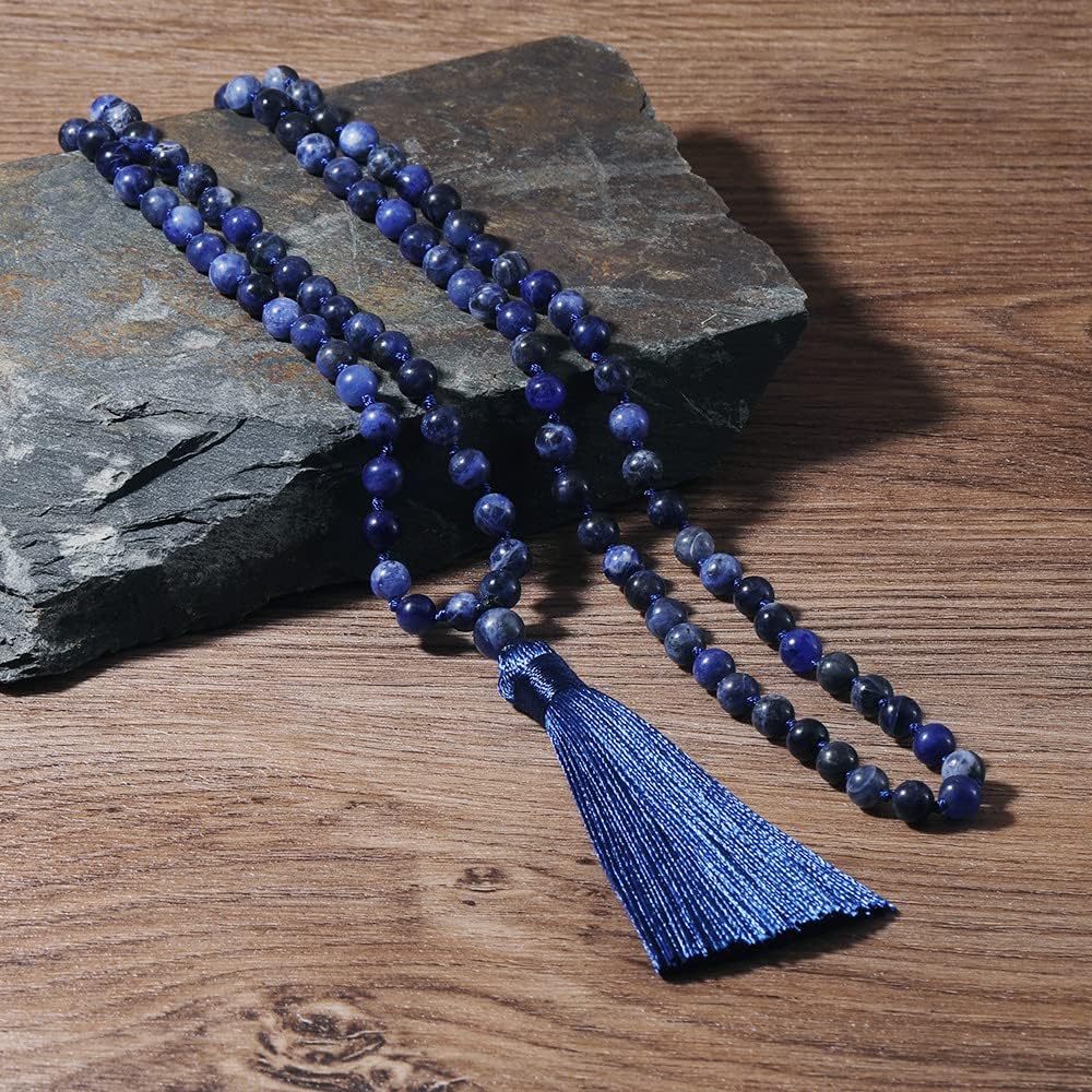BALIBALI 6MM Mala Beads Necklace Natural Stone Meditation Statement Necklace Japa Yoga Rosary Prayer Charm Beaded Tassel Necklace - Image 5