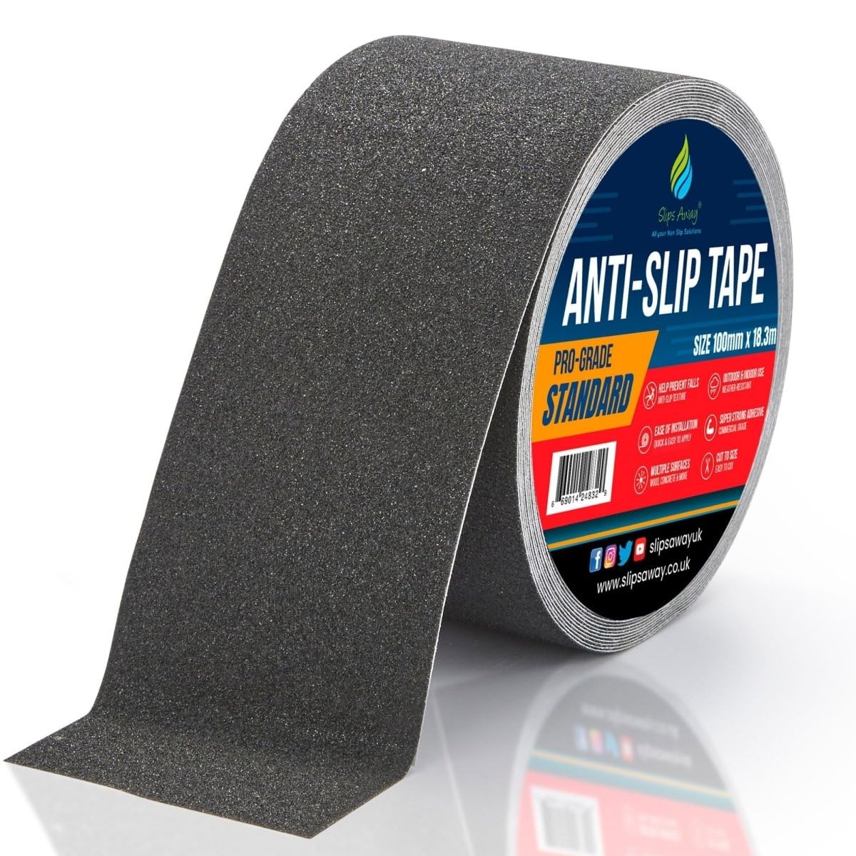 BLACK Non Slip Tape Roll Pro Standard Grade - Anti Slip Traction for Indoor/Outdoor Use 150mm x 18.m/BLACK