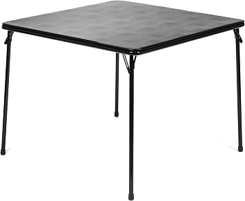 Square Folding Card Table 38" - Easy-to-Use Collapsible Legs for Portability and Storage - Vinyl Upholstery for Convenient Cleaning - Steel Construction, Wheelchair Accessible Black