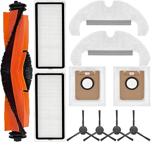 Piezas de repuesto para Dreametech D10s Plus Robot Aspirador, 1 cepillo principal, 4 cepillos laterales, 2 filtros, 2 almohadillas de trapeador, 2