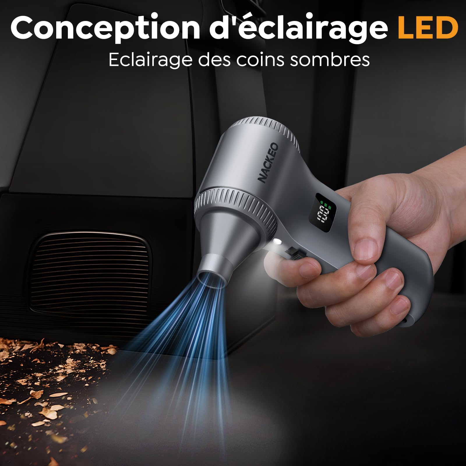 Souffleur Air Comprimé 230000 TR/Min, Soufflette Électrique avec Batterie 10500 mAh et Lampe LED, Mini Souffleur Puissant avec 100 Niveaux de réglage, idéal pour Nettoyer PC, Clavier, Voiture