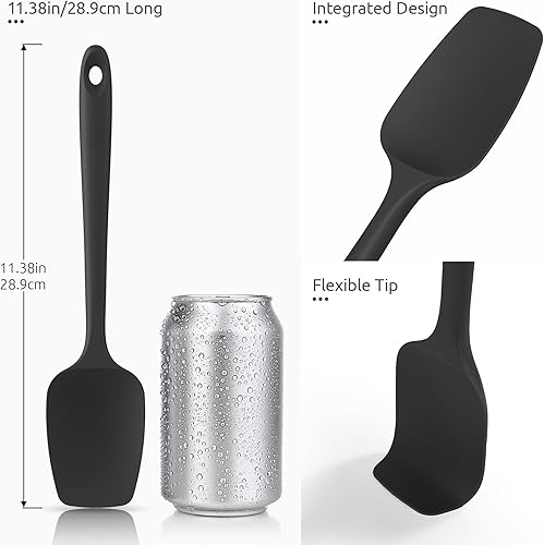 Miniatura 5 de Cucharas de silicona resistentes al calor de 600F espátula flexible para hornear y cuchara de cocina, utensilios de cocina suaves sin costuras para