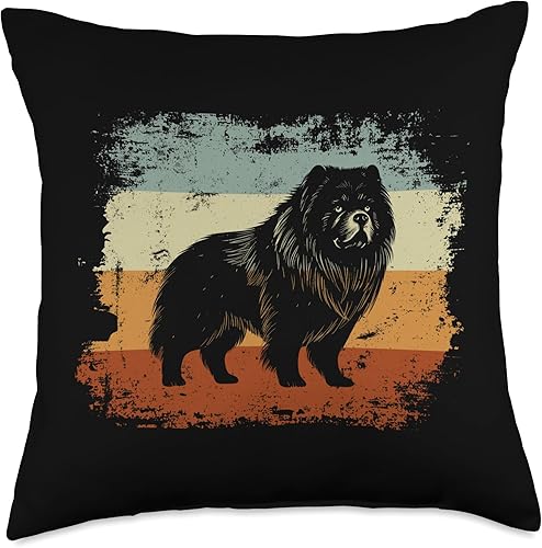 Retro Vintage Design Dog Chow Chow Gifts Retro Vintage Design Chow Dog Throw Pillow, 18x18, Multicolor