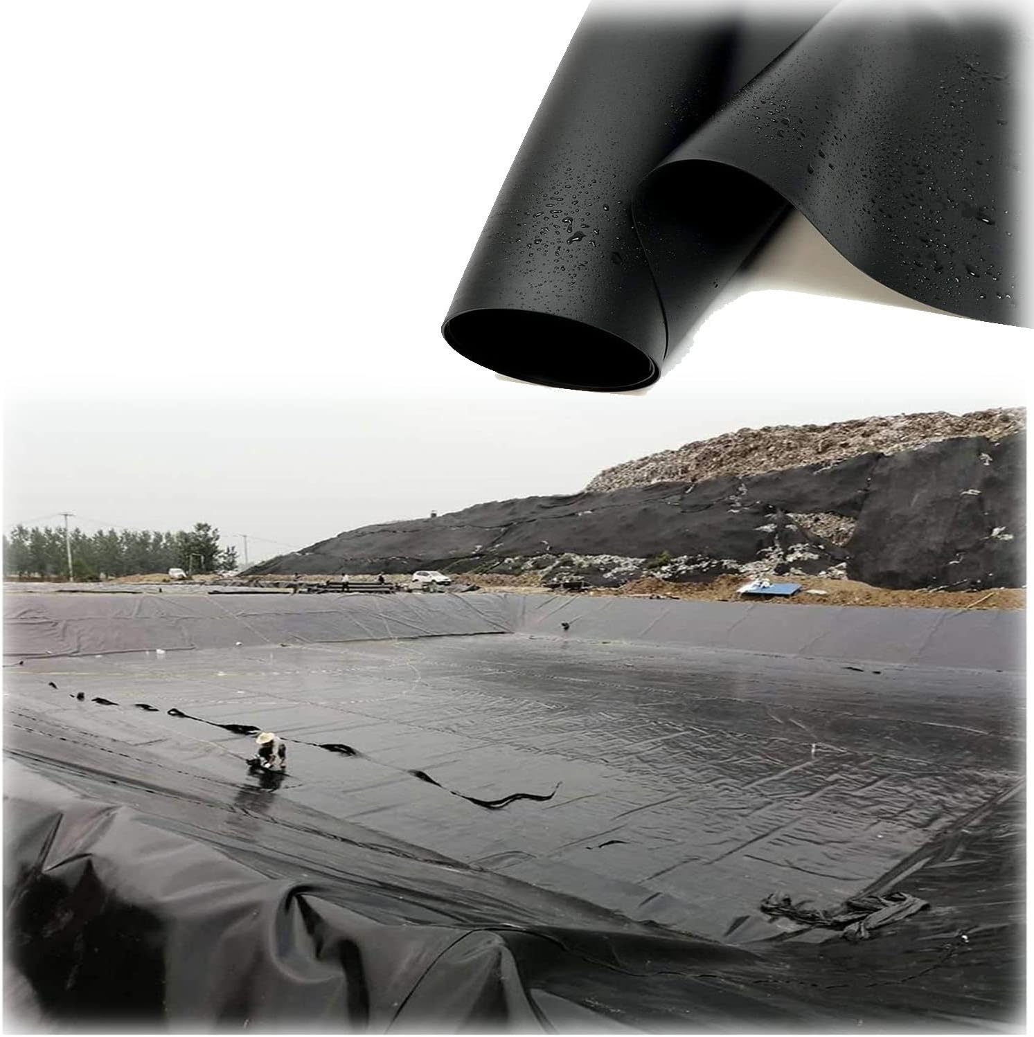 3X9.8FT HDPE Pond Liner, 3X6.5FT Durable Pond Skins, Fish Pond Liners for Water Gardens, 9.8X6.5FT Heavy Duty Small Pond Liners, Fish Pond Skins Black for Outdoor Fountains, Plastic Impermeable Film