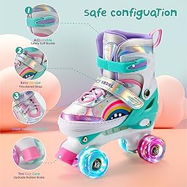 SHDSL Girls Roller Skates 4 Size Adjustable Kids Roller Skates for Girls, Purple Pink Roller Skate for Boys Toddlers, Beginner Kids Roller Skate Indoor Outdoor Sports