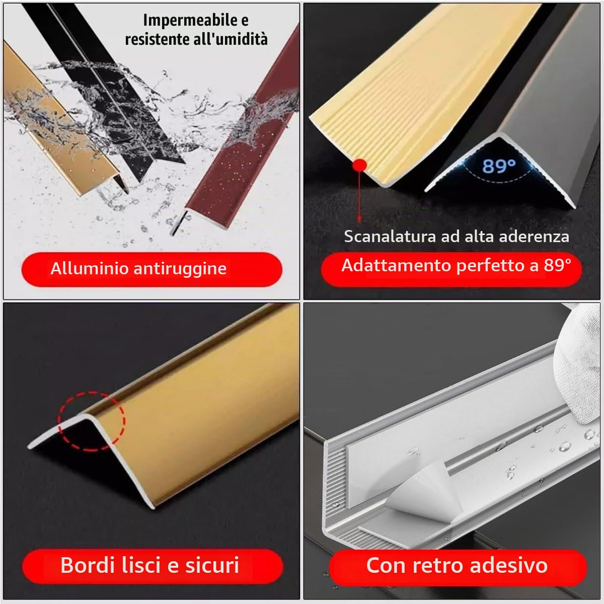 Paraspigoli Alluminio Autoadesivo, Profilo Angolare a L in Metallo per Protezione Muri e Spigoli, Proteggi Angoli per Pareti e Mobili Coprispigoli Robusto(Matte White,1.4x1.4in)