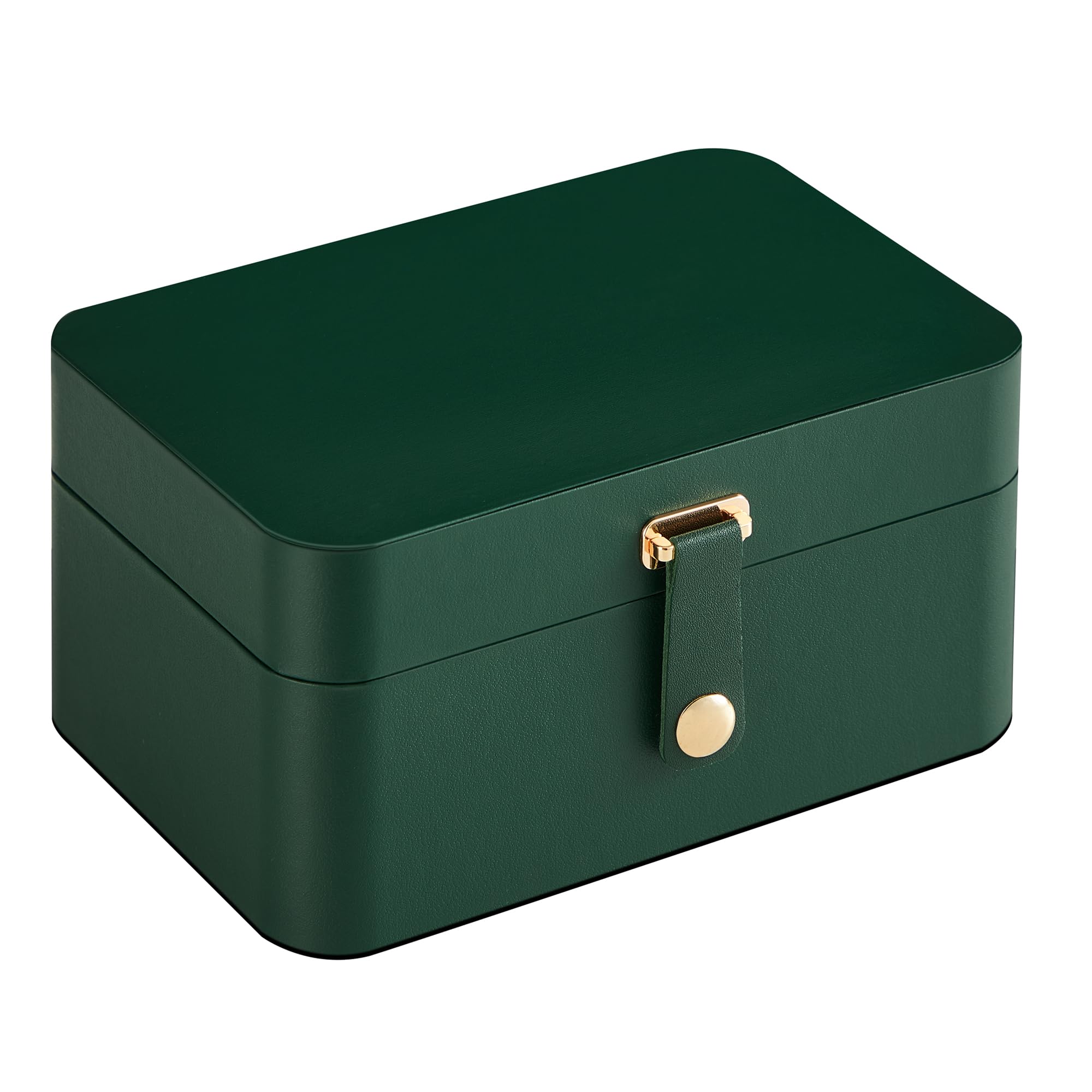 SONGMICS Scatola Portagioie da Viaggio, Piccolo Porta Gioielli, 2 Livelli, Portagioielli Portatile, per Accessori Grandi, 11 x 16 x 8 cm, Idea Regalo, Verde Foresta JBC166C01