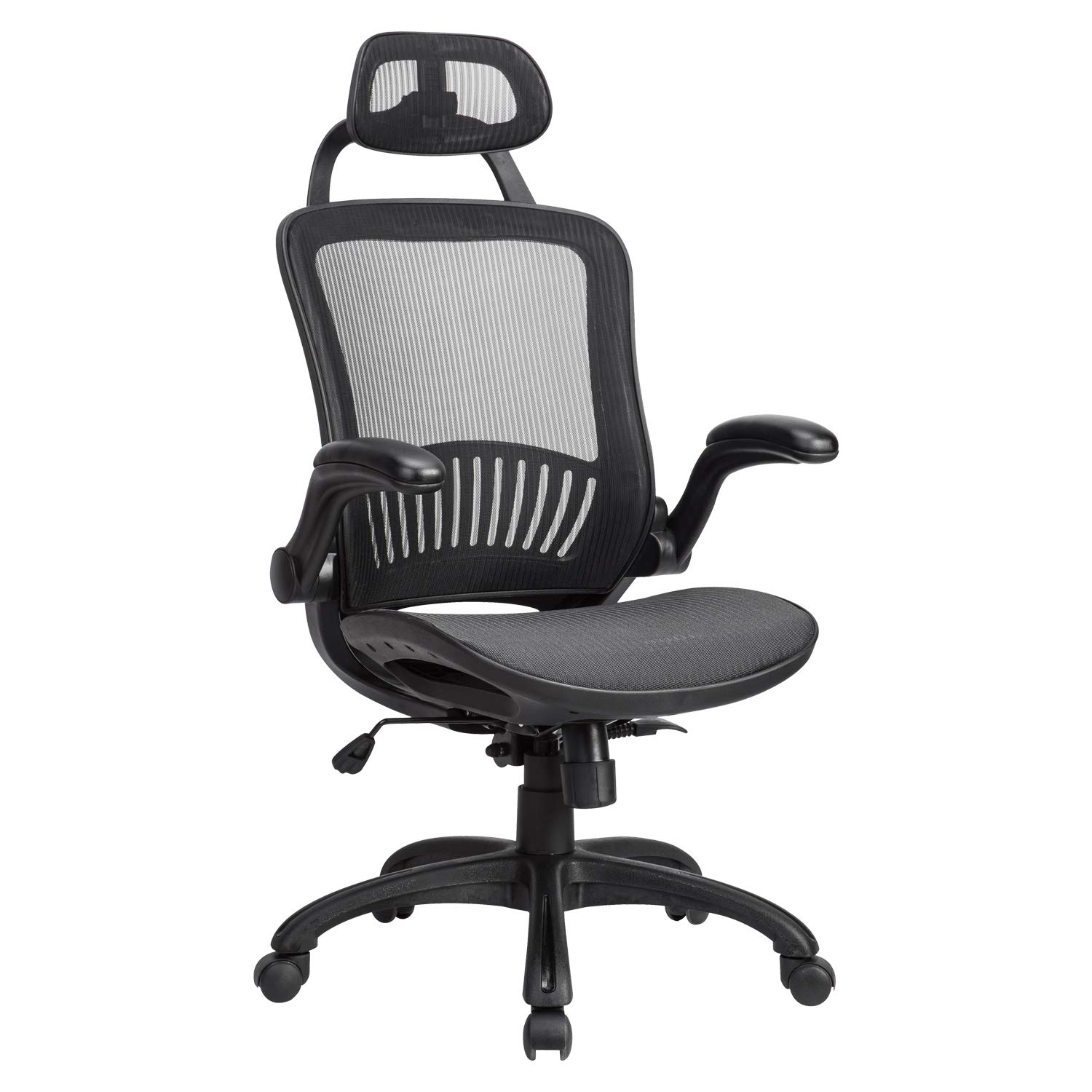 Office Chair Desk Chair High Back Mesh Chair Ergonomic Computer Chairs with Adjustable Headrest Flip Up Arms Backrest Lumbar Support 360 Degree Rolling Swivel for Adults Men and Women (Black)