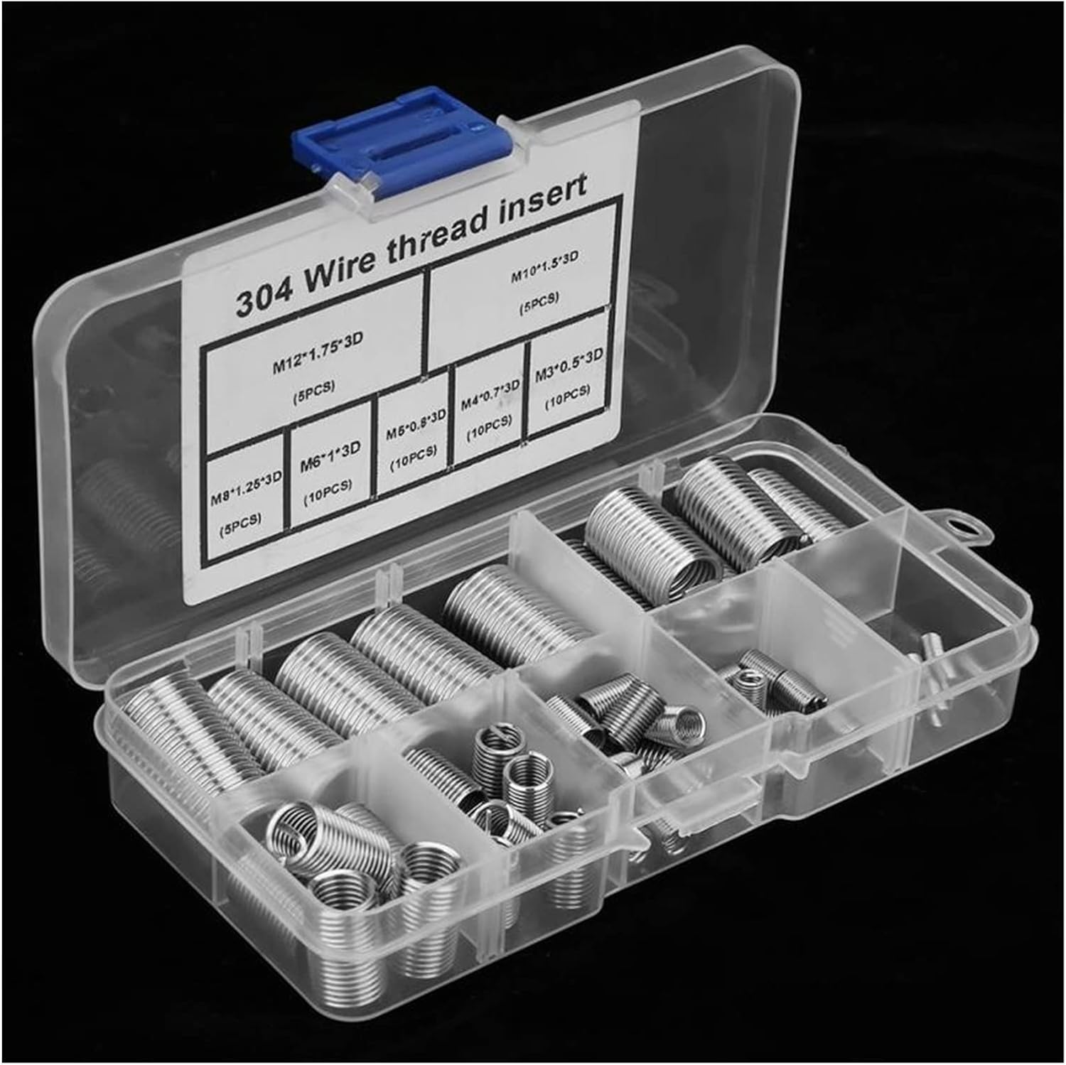 YANGQI yaoqijie 55Pcs M3 M4 M5 M6 M8 M10 M12 Stainless Steel Threaded Insert Set Coiled Wire Screw Bushing Helicoil Thread Repair Recovery Kit Lasting