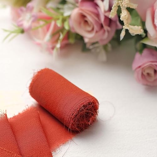 Efavormart - Juego de 2 rollos de cinta de gasa de 1.5 pulgadas x 6 yardas para ramos, invitaciones de boda y envoltura de regalos, color terracota