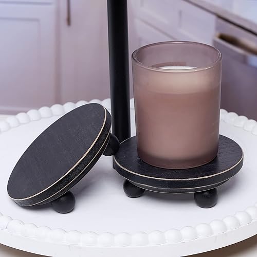 Vista 62 de Defined Deco Mini elevadores para exhibición, elevadores de madera para decoración, pedestales redondos pequeños de 5 pies (juego de 2, blanco)