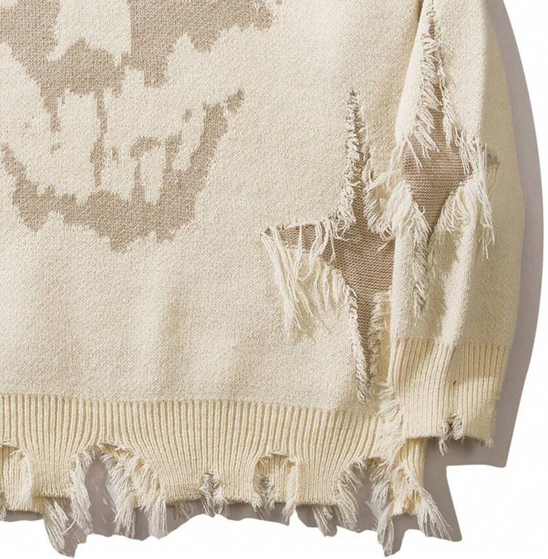 Gothic Sweater Street Hip Hop Skeleton Jacquard Piercing Sweater Men's and Women's Loose Hooded Knitted Sweater - Image 5