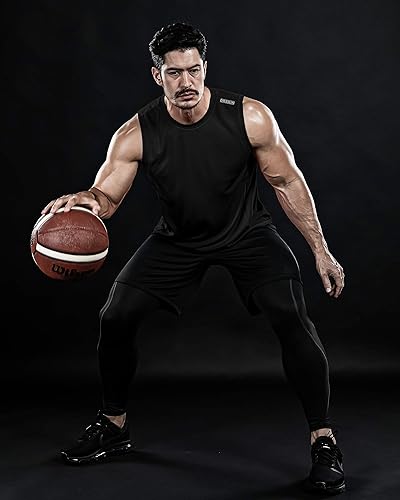 Miniatura 2 de DRSKIN Paquete de 4, 3 y 1 camisetas sin mangas para hombre, para entrenamiento, atlético, malla muscular, ajuste seco, gimnasio, entrenamiento