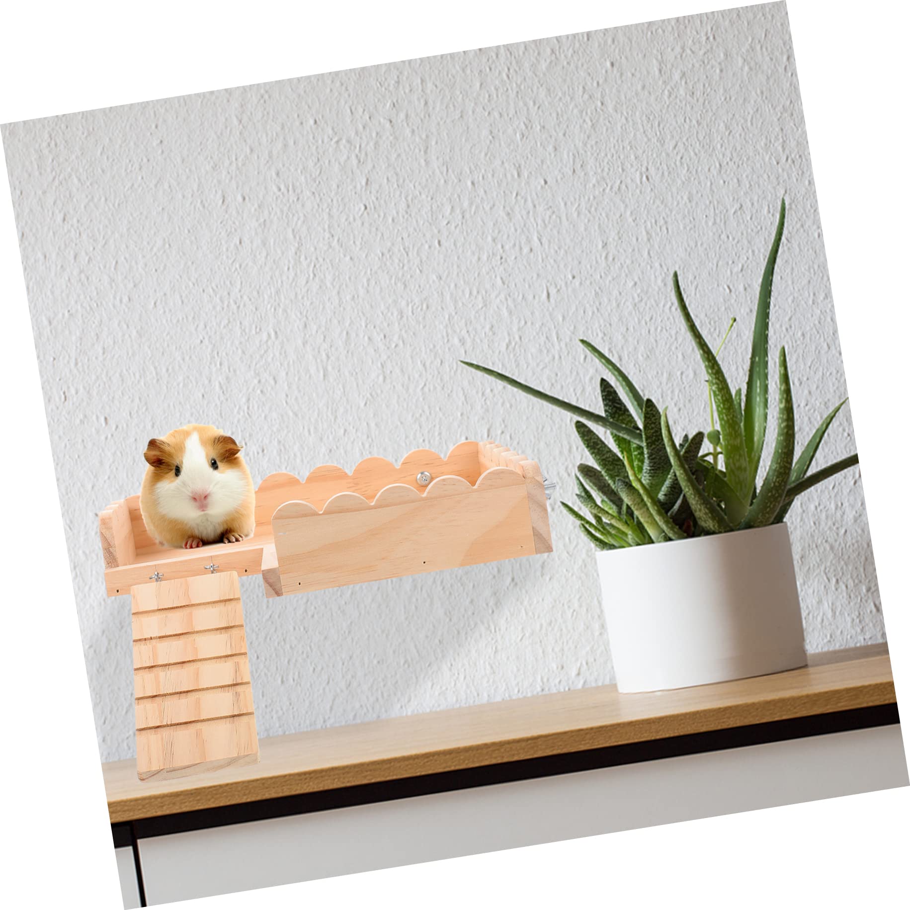 Jouet Plateforme pour Hamster en Bois, Support de Cage Khaki