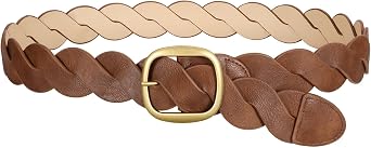 SANSTHS Women Leather Wide Waist Belt with Vintage Gold Buckle No Hole Adjustable Boho Western Belt for Jeans Dresses Pants