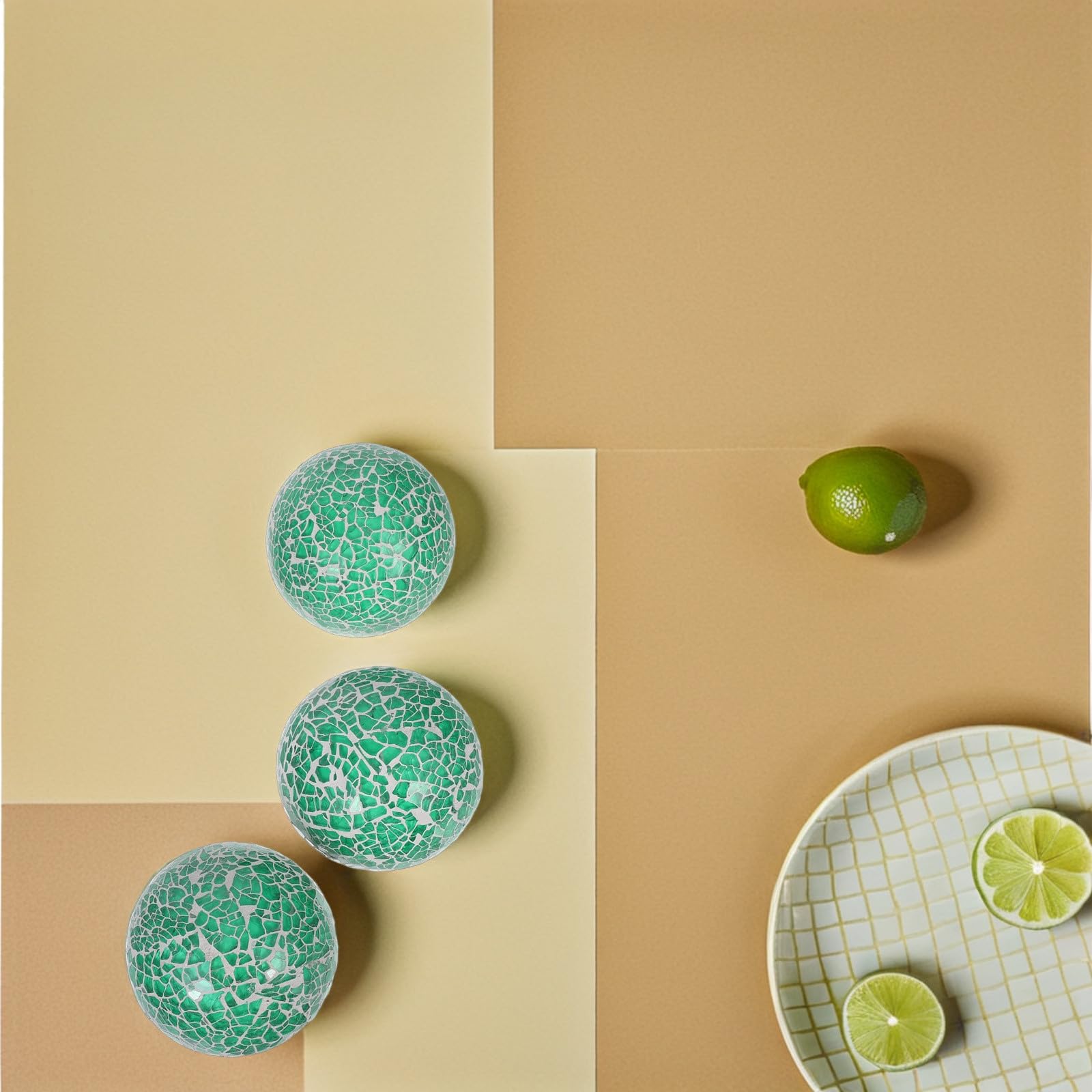 FRCOLOR 9 Pezzi Palle Decorative in Vetro Mosaico per Natale, Sfere Verdi