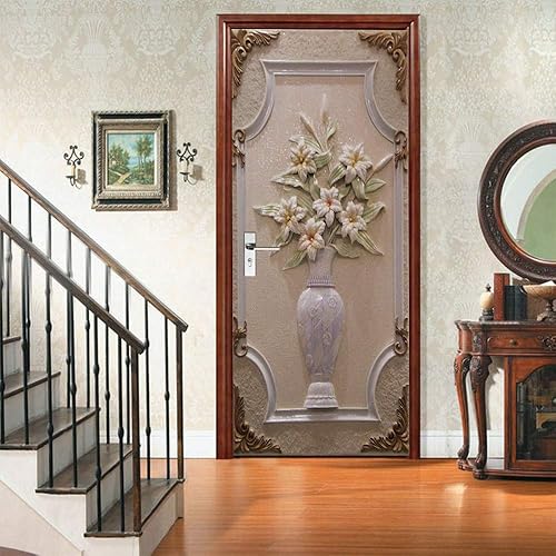 Miniatura 4 de Calcomanía de arte de pared para puerta 3D, removible, autoadhesiva, decoración del hogar y dormitorio con kit de removedor de calcomanías