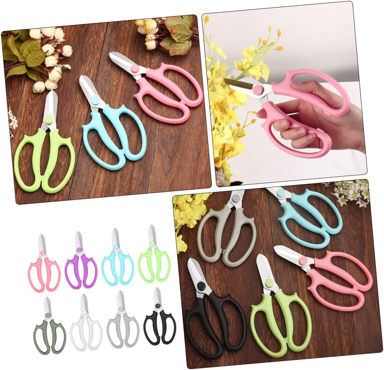 BESPORTBLE 8pcs Garden Floral Scissors Comfortable Non Slip Handle for Pruning Flowers Branches and Plants for Gardening and Bonsai Maintenance