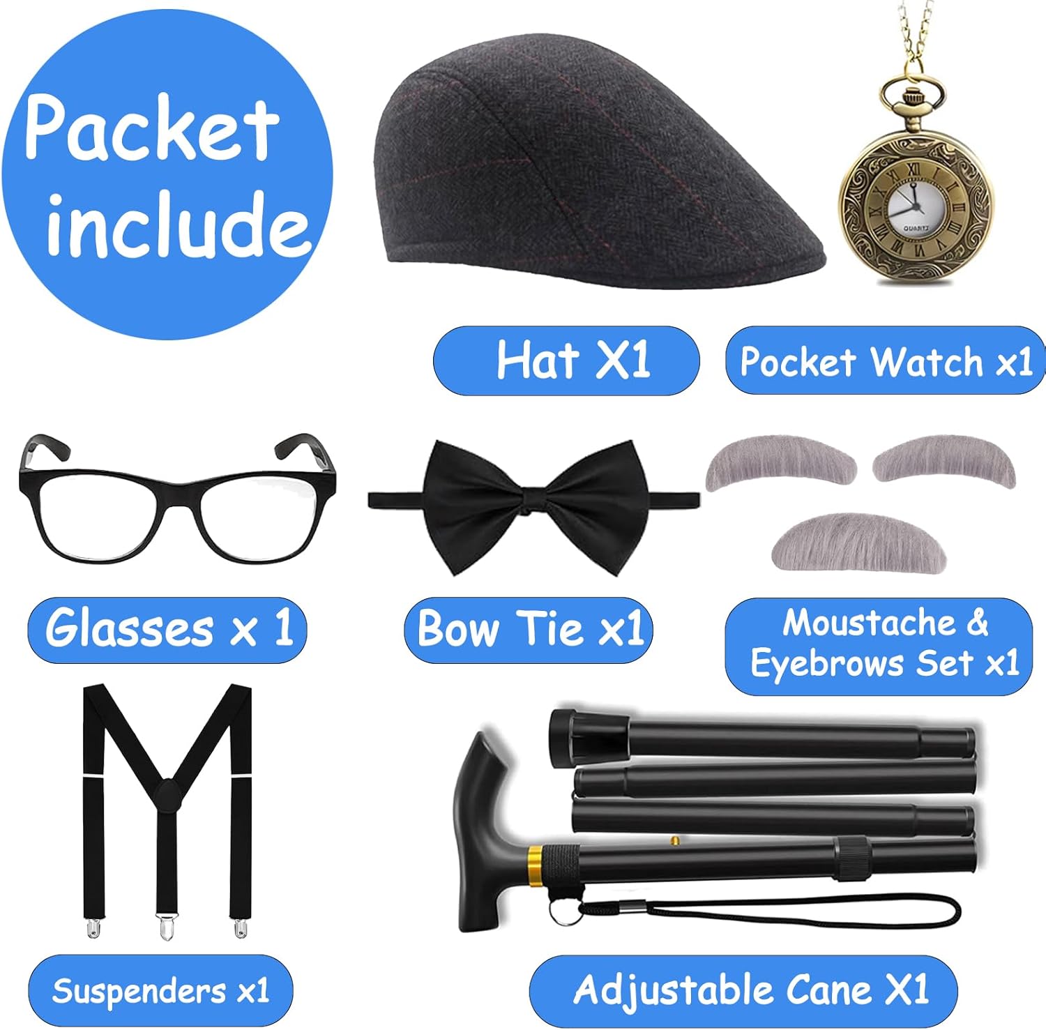 Yaliuliu Old Man Costume for Kids and Boys – 100 Days of School Costume Boys Dress Up, Grandpa Costume - Image 3