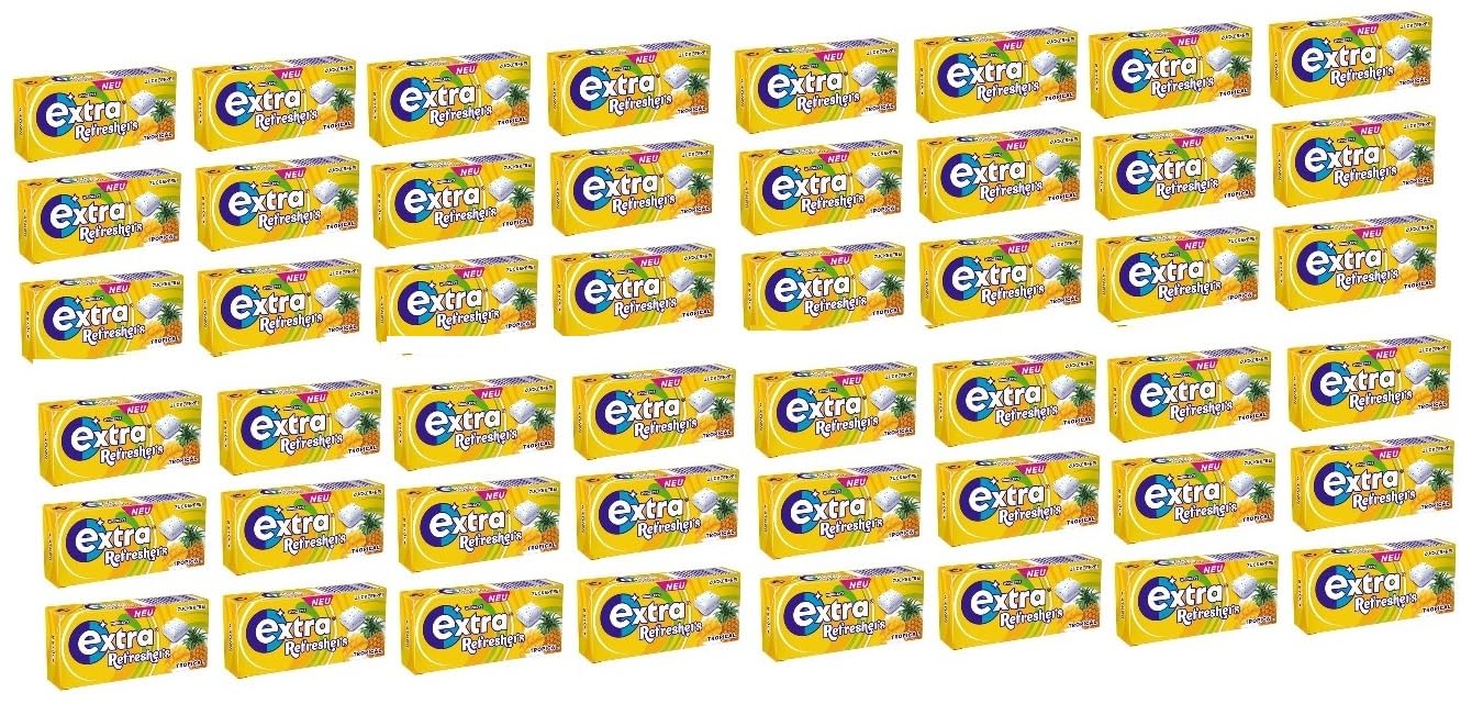 48 Packungen Wrigley's Extra Refreshers Tropical a 17 Gramm mit 8 Dragees + Space Keks gratis a 45 g von Onlineshop Bormann