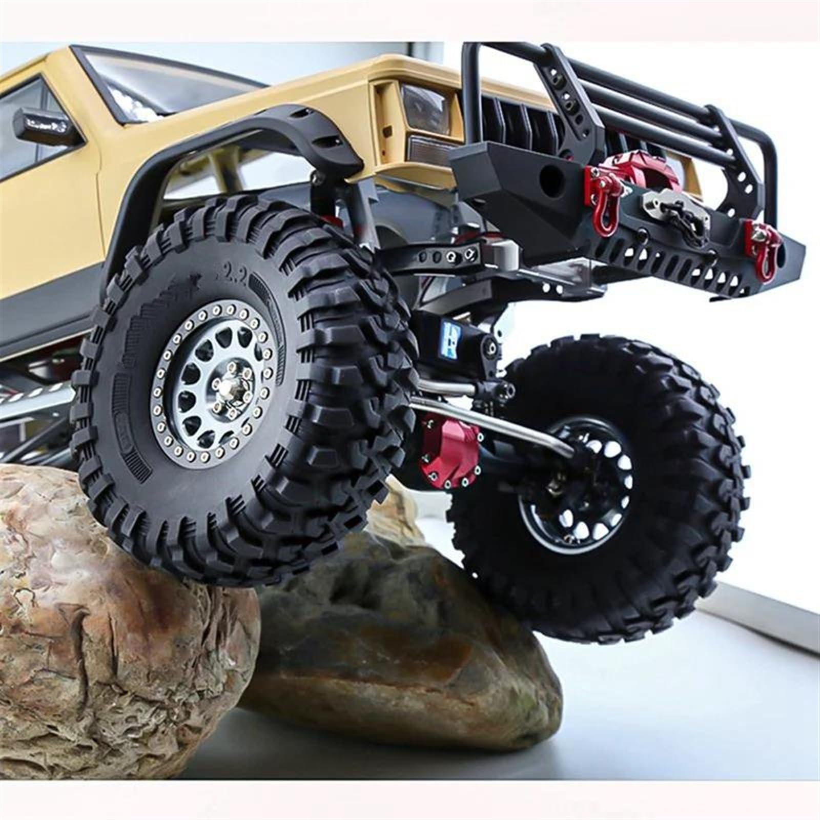 RC Car Pneumatico Ruota Compatibile con Assiale per SCX10 RR10 per Wraith per Traxxas TRX4 TRX6 4 Pezzi 130 Mm 2.2 Pneumatici in Gomma per Ruote per 1/10 RC Crawler Car