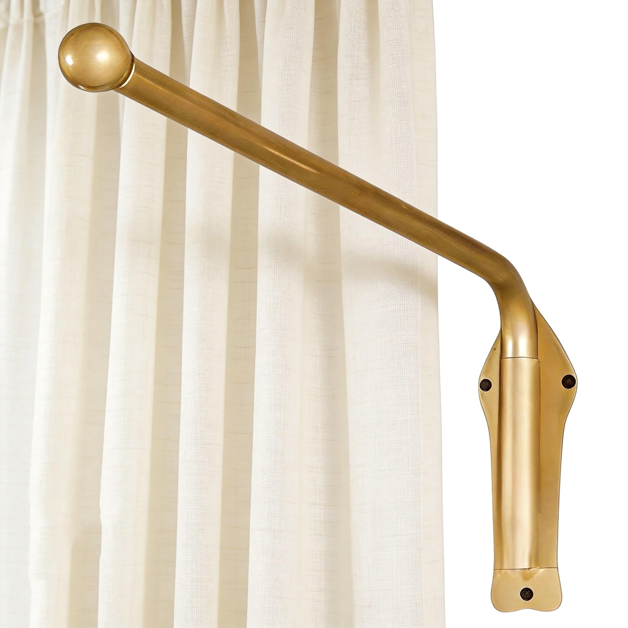 Tringles à rideaux pivotantes robustes en fer avec embouts décoratifs, support et rotation à 360°, rail pour rideaux de porte d'entrée, magasin ou cuisine.(Gold,50cm/19.68in)
