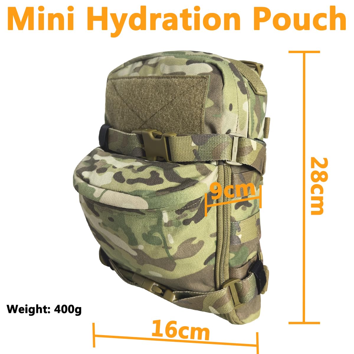 Zaino tattico di idratazione in nylon 500D per sacca d'acqua da 2 litri, zaino tattico per serbatoio d'acqua, per escursionismo, equitazione, corsa e arrampicata, per uomini e donne