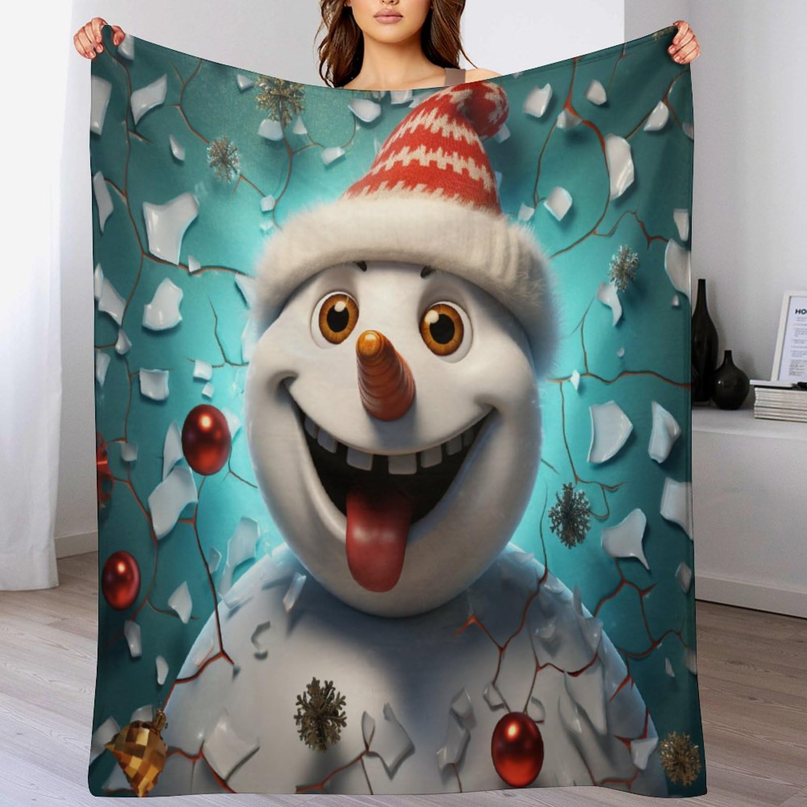 Plaid bonhomme de neige chaud et moelleux pour des soirées cocooning au coin du feu