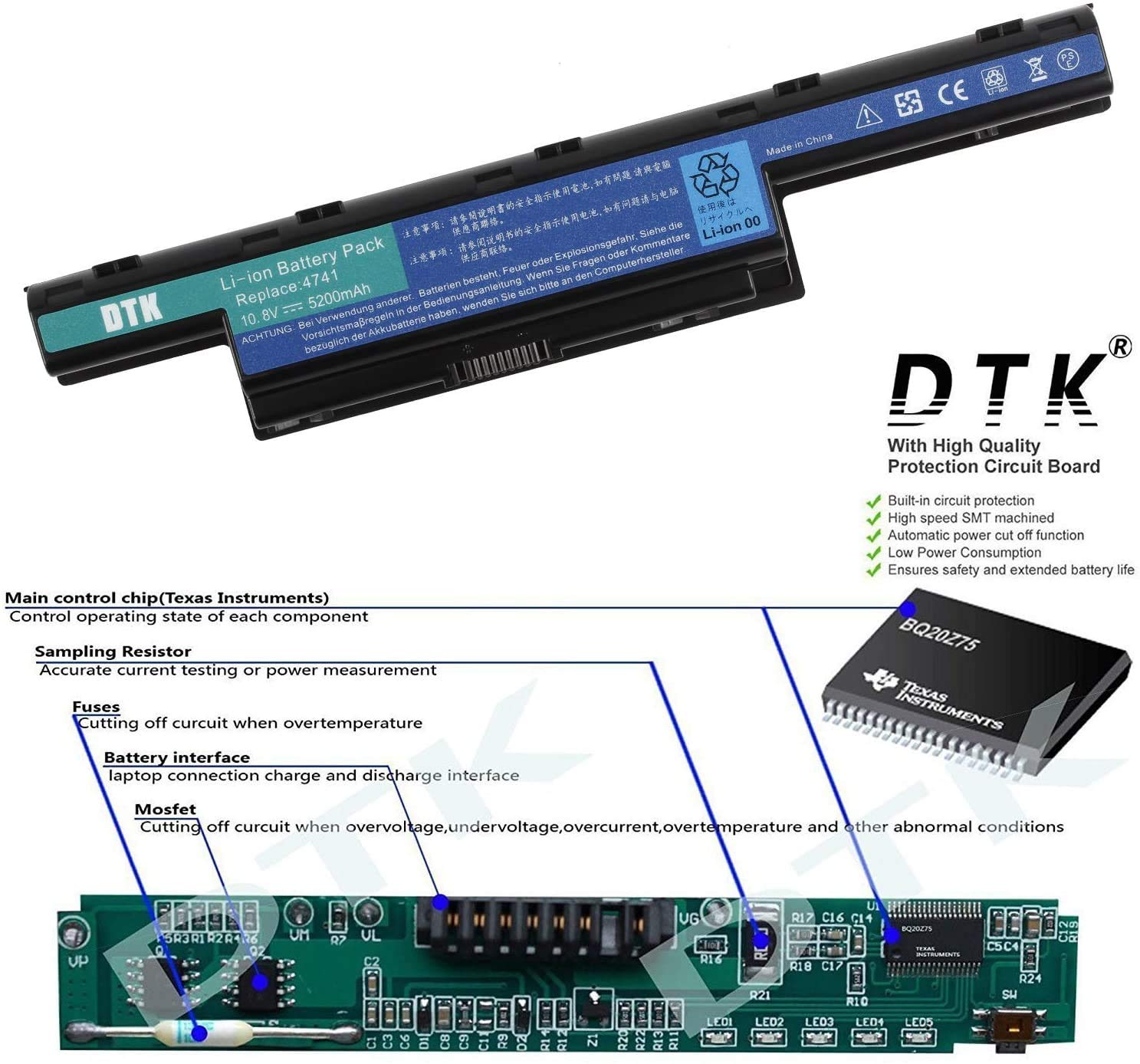 Batteria Acer Aspire 5750G E Modelli Compatibili - 10.8V 5200mAh 6 Celle Li-ion, Ricambio Originale - Foto 5