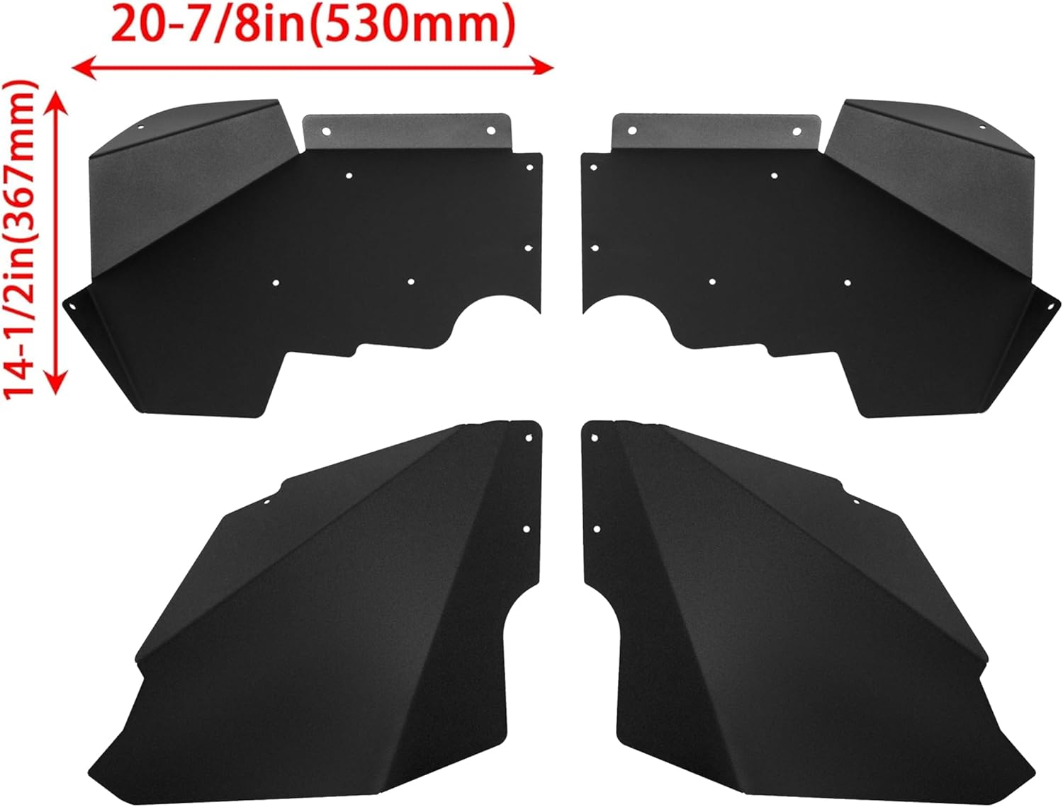 HECASA Front Inner Fender Liners Wheel Cover Compatible with 2007-2019 Jeep Wrangler JK JKU 4WD - Aluminum Matte Black Heavy Duty Bolt-on Style Splash Guards Flare
